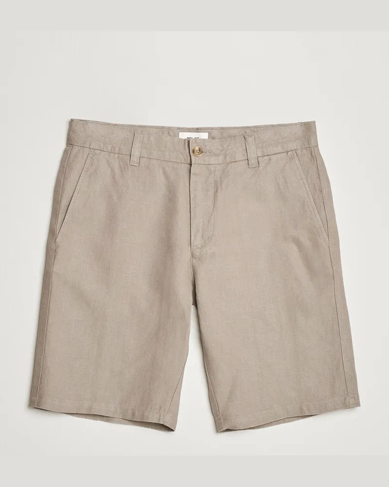 NN 07 Crown Linen Shorts Greige Beige