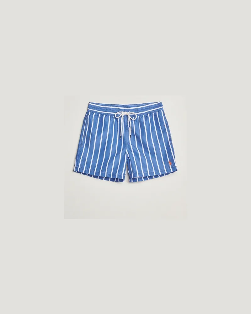 Ralph Lauren Traveler Boxer Swimshorts Blue Vertical  Wide Stripe Blau