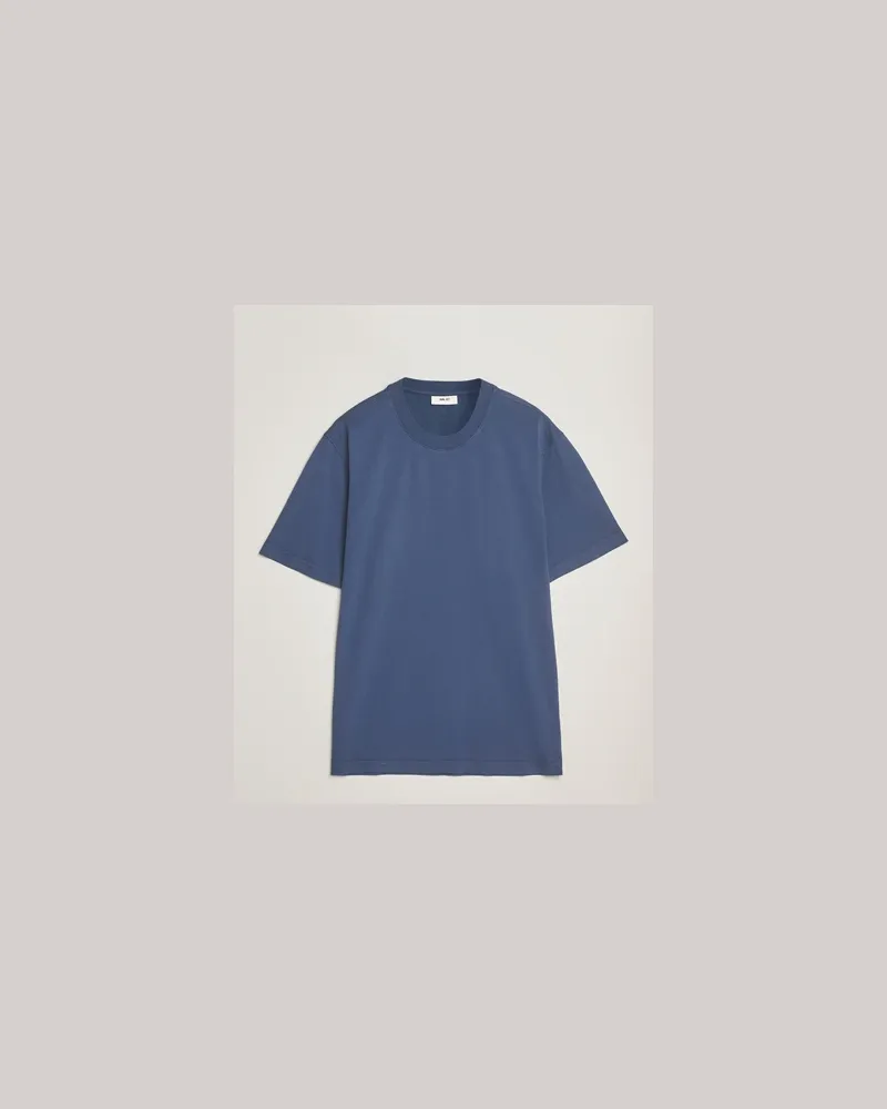 NN 07 Adam Crew Neck T-Shirt Denim Blue Blau
