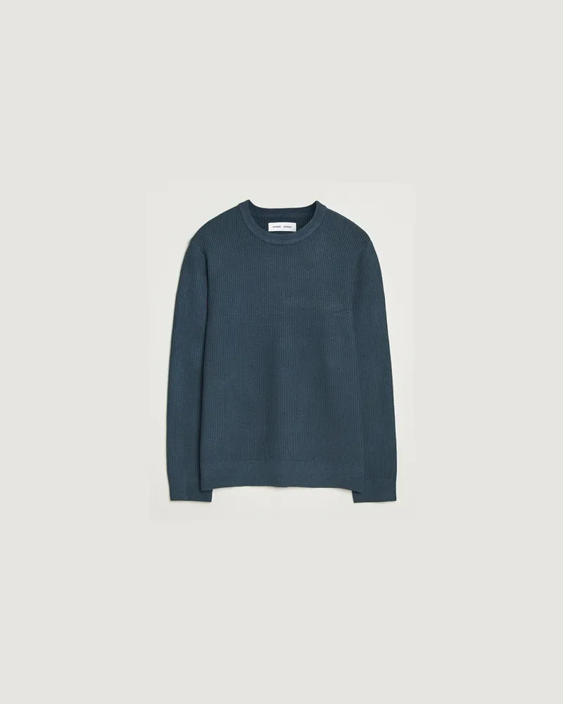 Samsøe & Samsøe Dem Structured Knitted Crew Neck Midnight Navy Blau