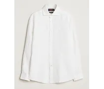 Slim Fit Leinen Cut Away Shirt White