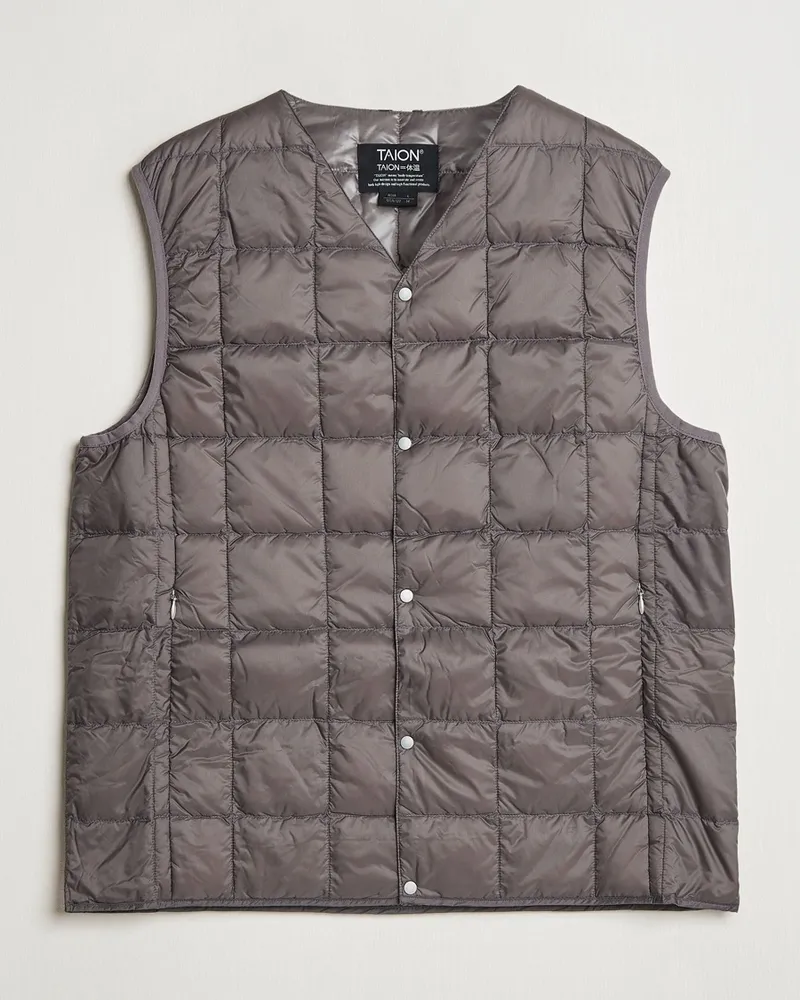 TAION V-Neck Lightweight Down Vest Gray Grau