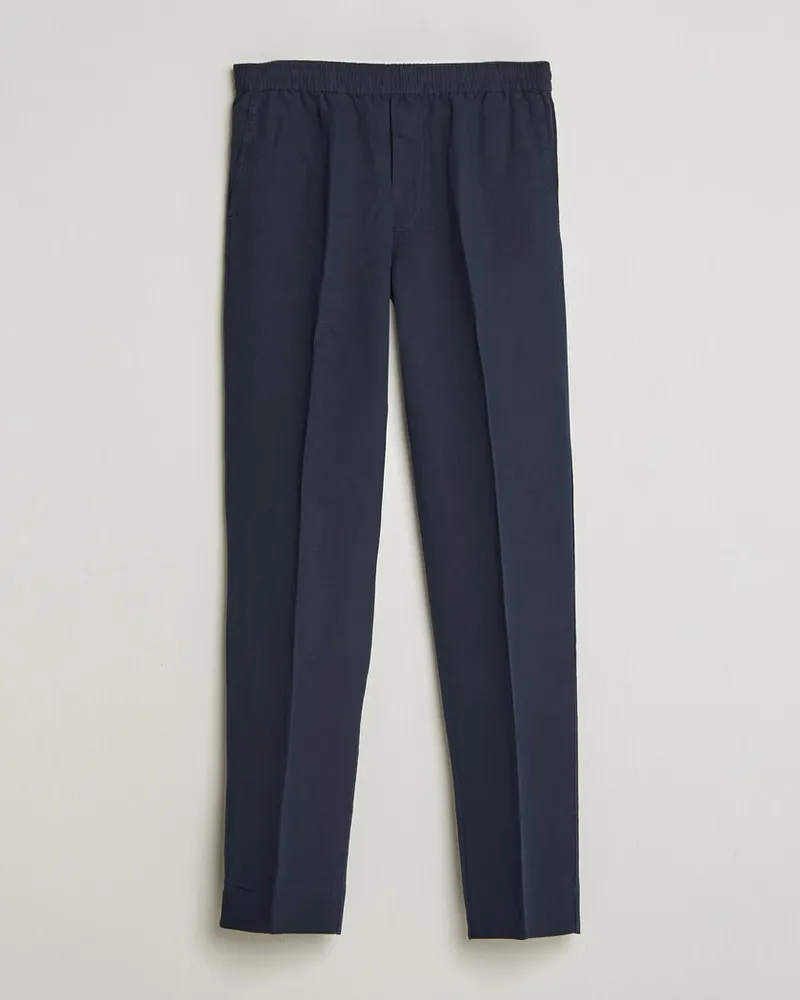 Filippa K Theo Relaxed Linen/Cotton Drawstring Trousers Navy Blau