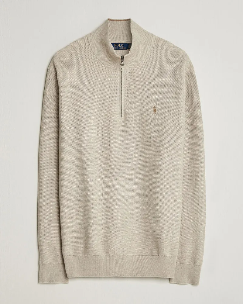 Ralph Lauren Textued Half-Zip Light Walnut Brown Heather Braun