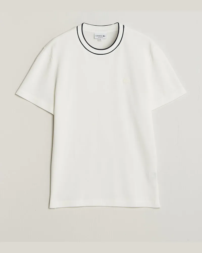 Lacoste Contrast Rib Piqué T-Shirt Flour Weiß