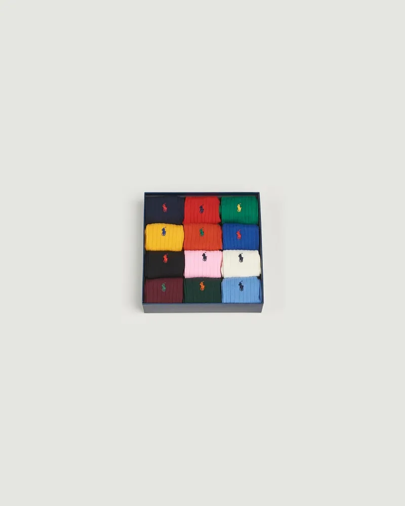 Ralph Lauren 12-Pack Egyptian Rib Cotton Crew Socks Multicolor Mehrfarbig
