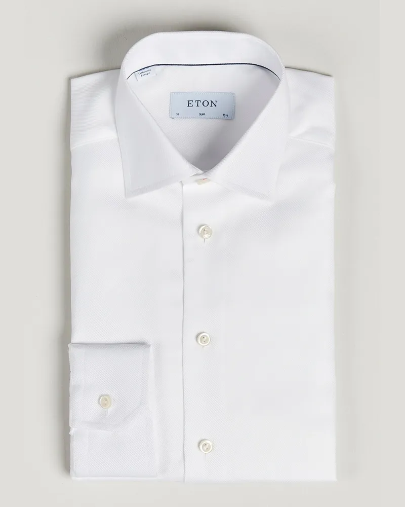 Eton Slim Fit Textured Twill Shirt White Weiß