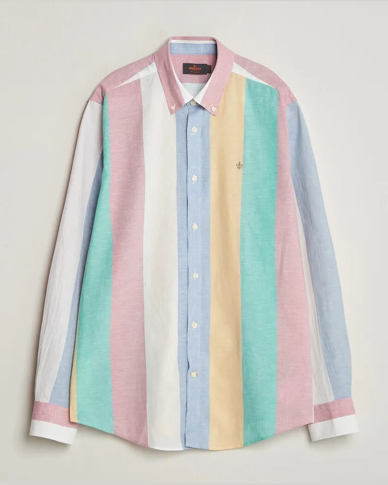 Morris Happy Striped Linen Shirt Multi Mehrfarbig