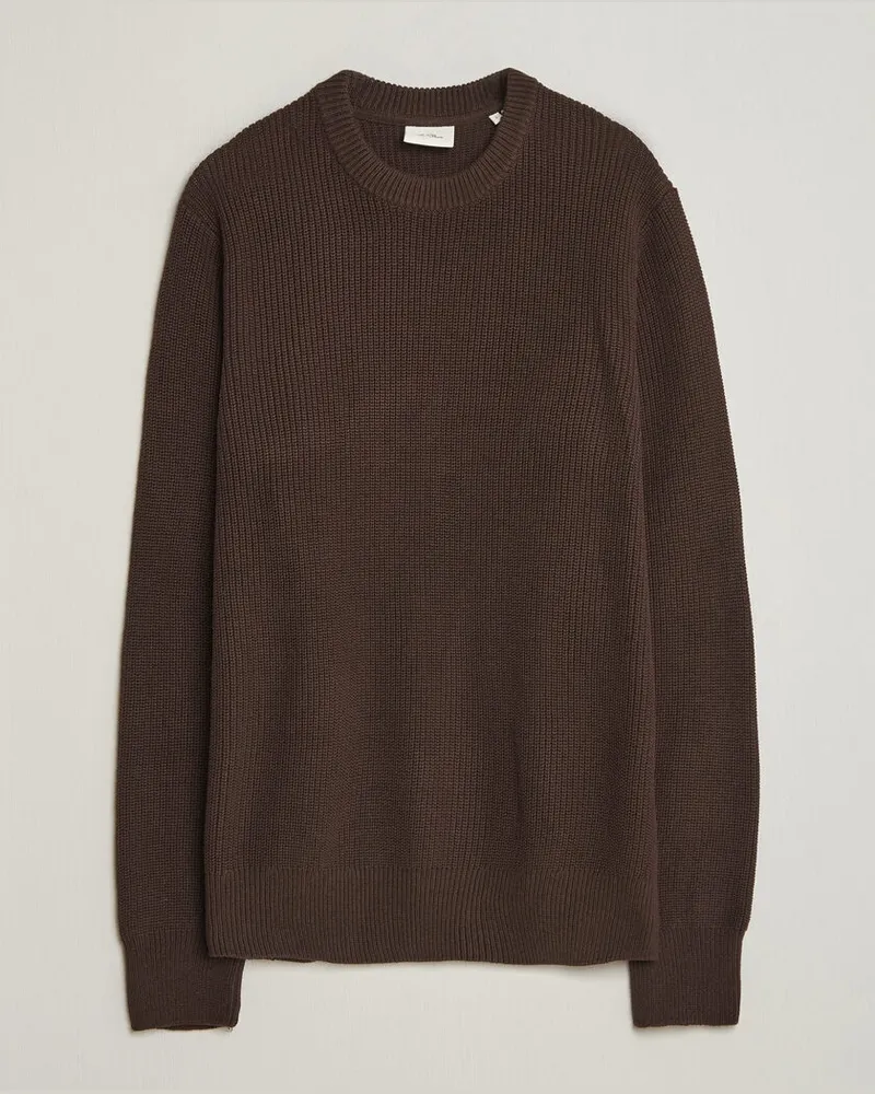LES DEUX Rib Crewneck Knit Molé Brown Braun