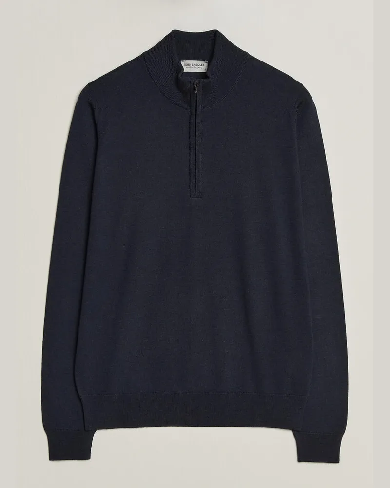 John Smedley Tapton Extra Fine Merino Half Zip Midnight Blau