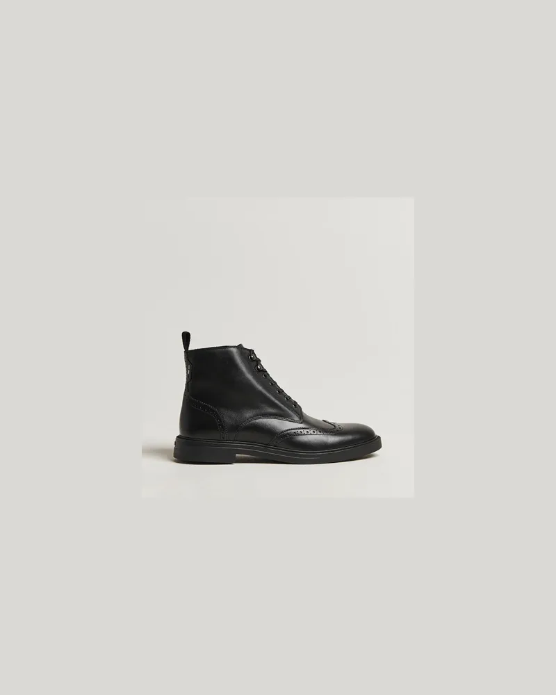 HUGO BOSS Calev Leather Brogue Boot Black Schwarz