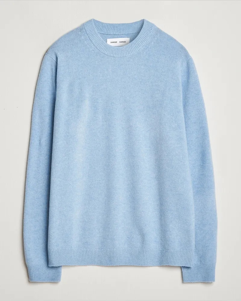 Samsøe & Samsøe Isak Knitted Crew Neck Subdued Blue Blau