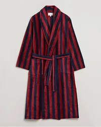 Derek Rose Baumwoll Velour Striped Gown Red/Blue Rot