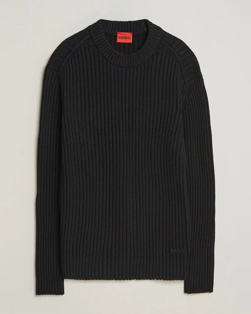 HUGO BOSS Sribban Cotton Knitted Sweater Black Schwarz