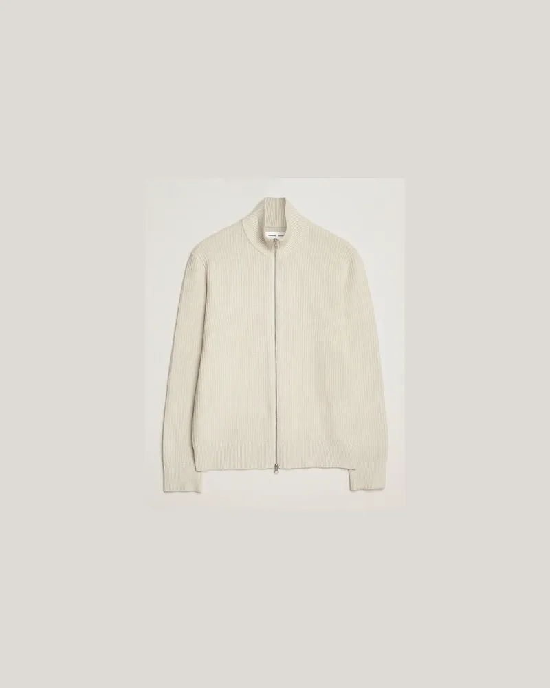 Samsøe & Samsøe Dem Structured Knitted Full Zip Silver Birch Weiß