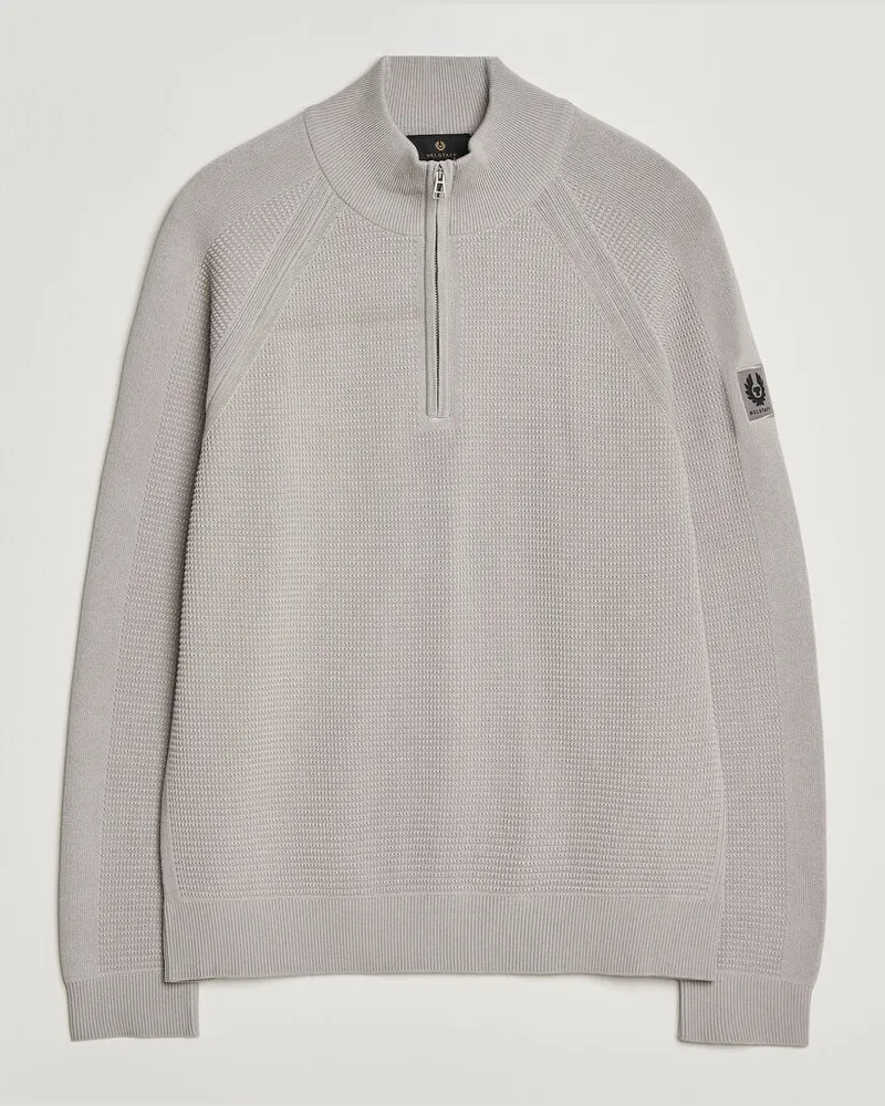 Belstaff Bradwell Cotton Knitted Quarter Zip Concrete Grau