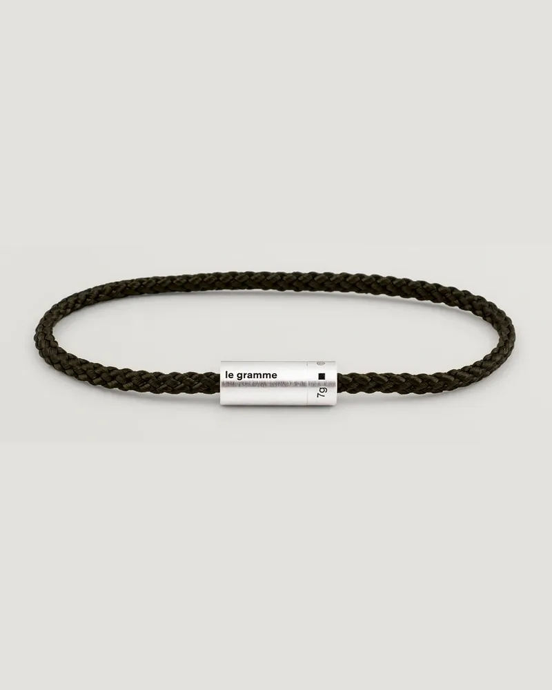Le Gramme Nato Cable Brushed Bracelet Khaki/Sterling Silver Braun