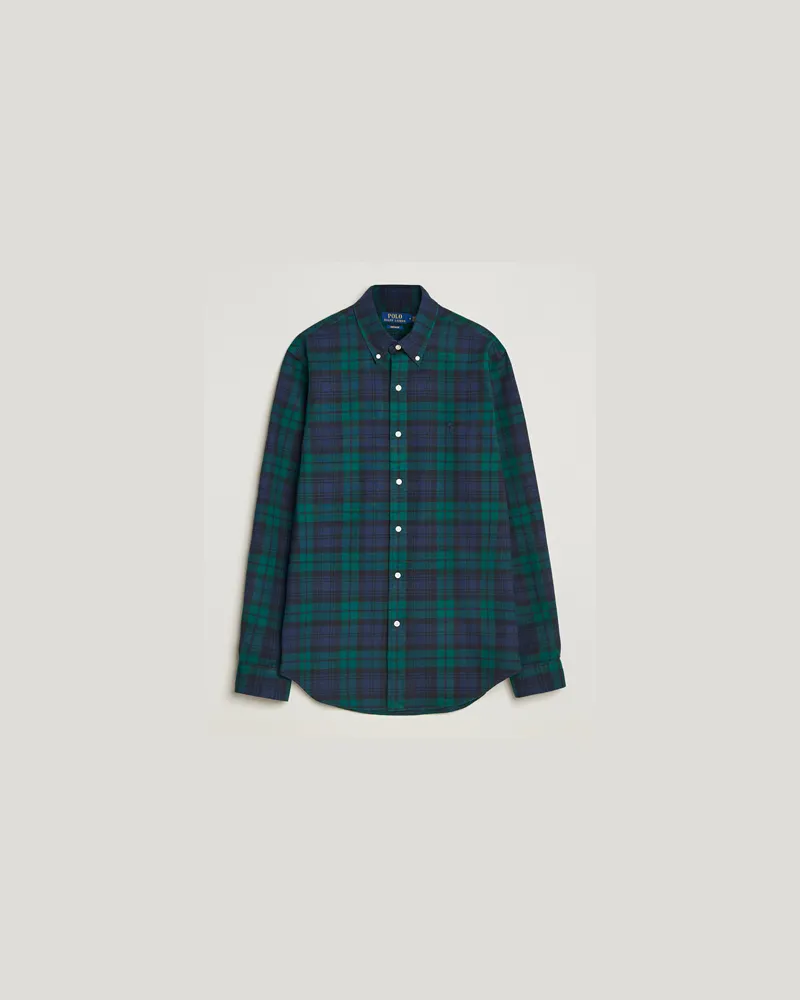 Ralph Lauren Custom Fit Brushed Flannel Checked Shirt Navy/Green Grün