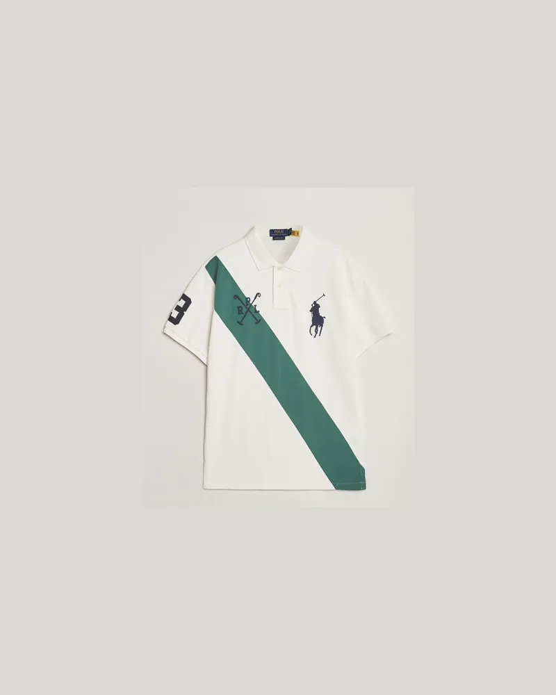Ralph Lauren Custom Slim Diagonal Stripe Polo Nevis/Washed Forest Weiß