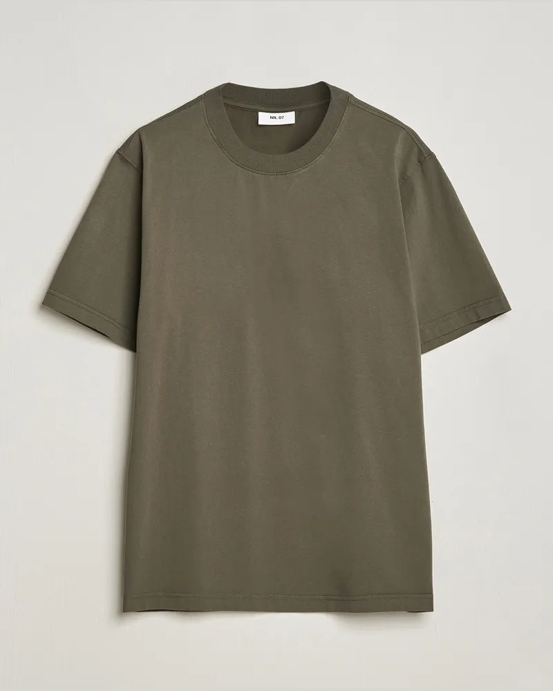 NN 07 Adam Pima Crew Neck T-Shirt Capers Green Grün