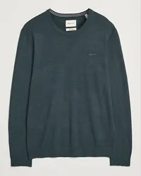 Gant Extrafine Merino Woll C-Neck Tartan Green Grün