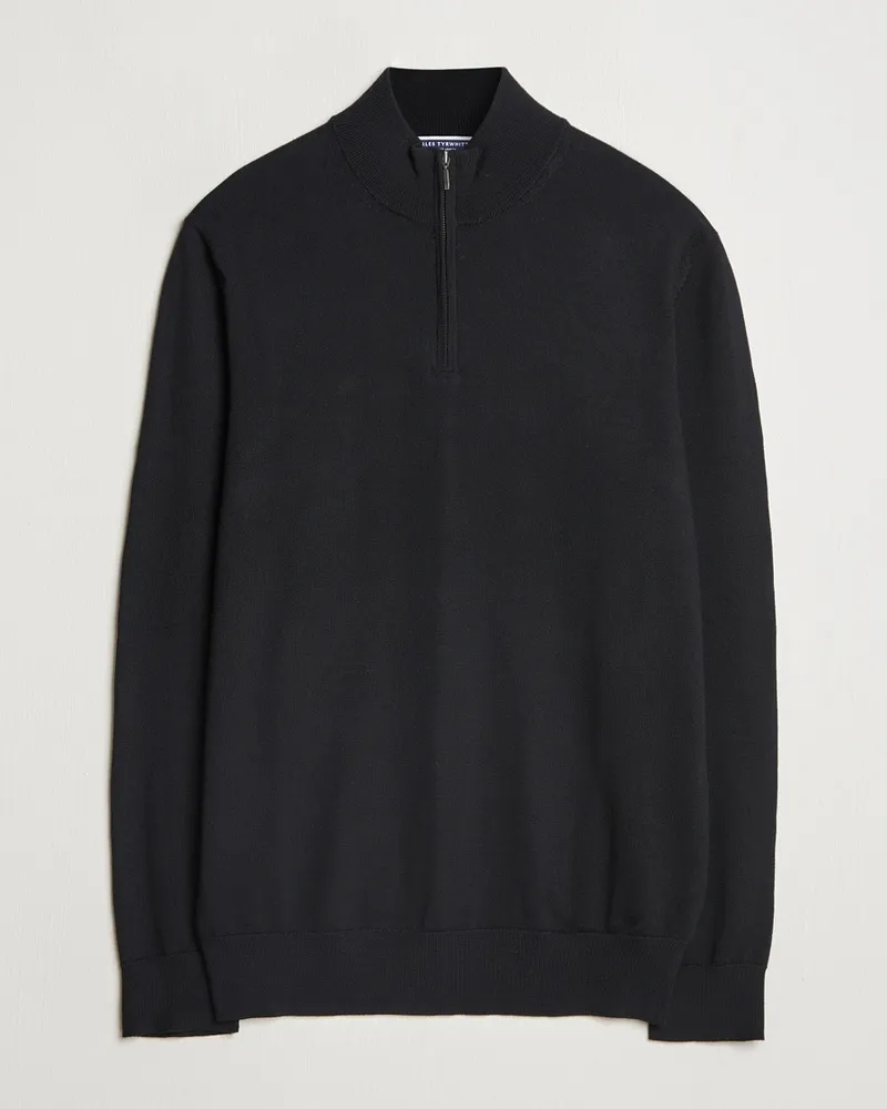 Charles Tyrwhitt Pure Merino Zip Neck Jumper Black Schwarz