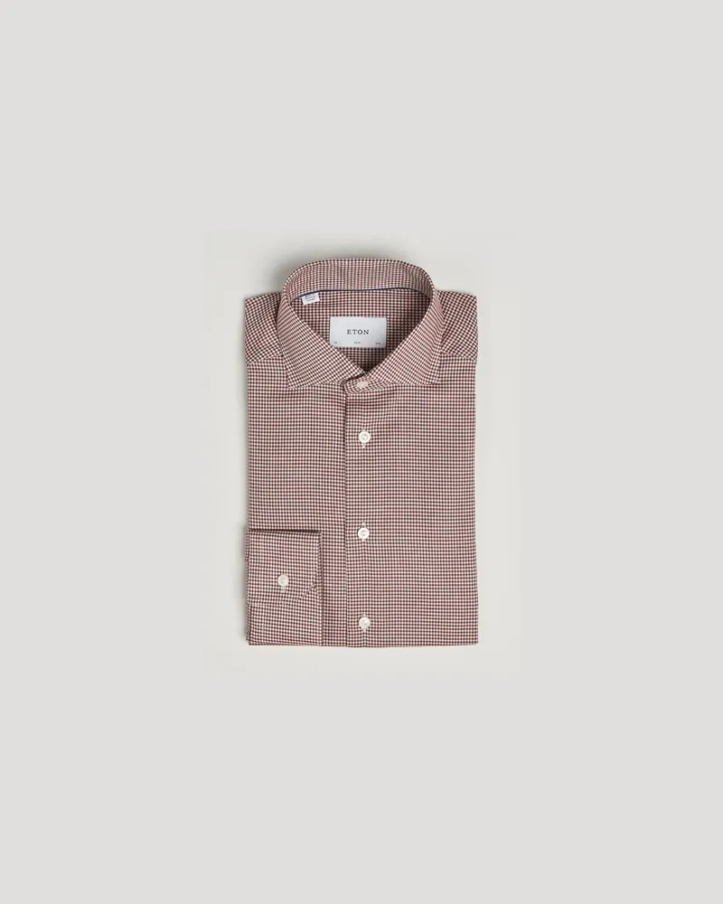 Eton Slim Fit Checked Wrinkle Free Flannel Shirt Red Rot