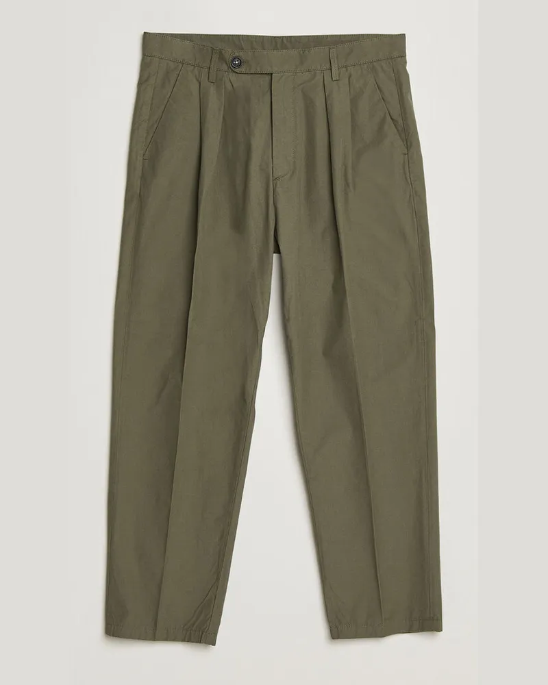 Massimo Alba Stan Pleated Chinos Military Grün
