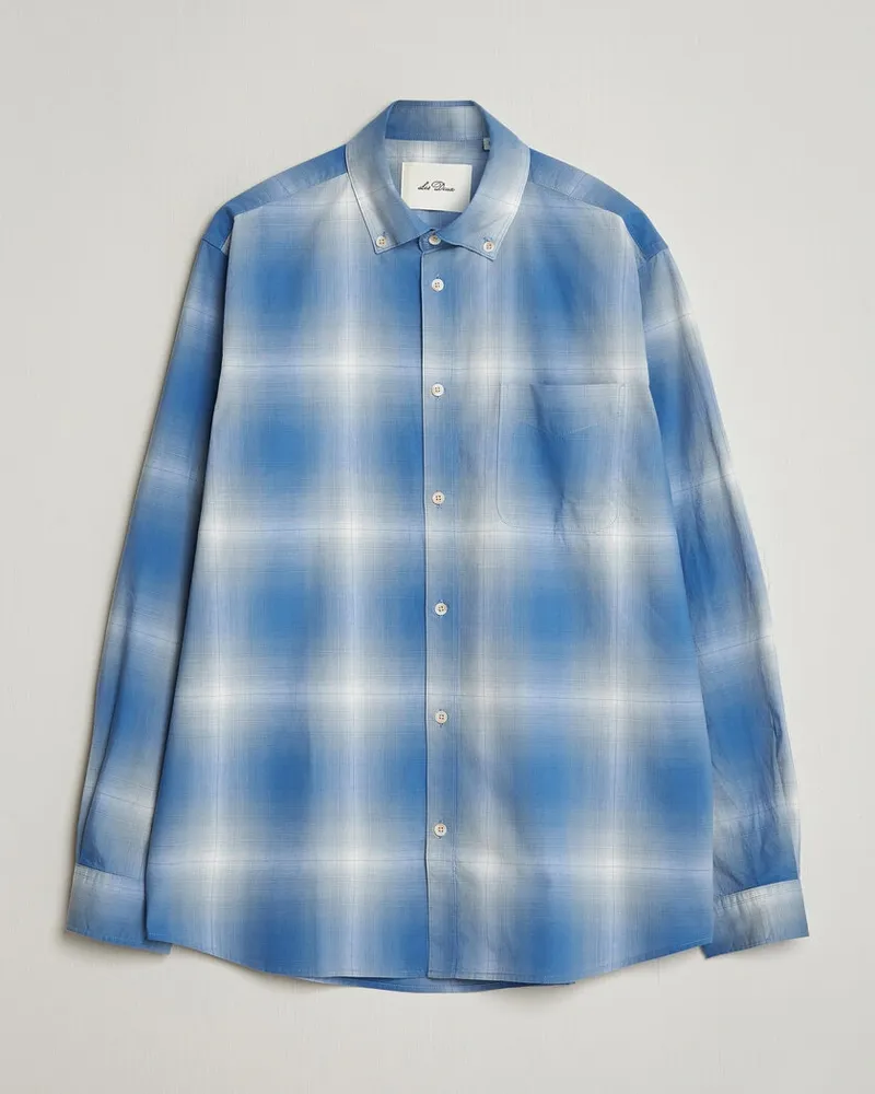 LES DEUX Kent Shadowcheck Shirt Palace Blue Blau