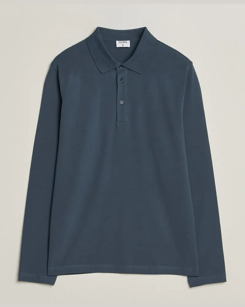 Filippa K Luke Lycra Polo Shirt Stone Blue Blau