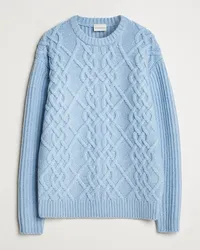 Drôle de Monsieur Heavy Cable Knit Pullover Light Blue Blau