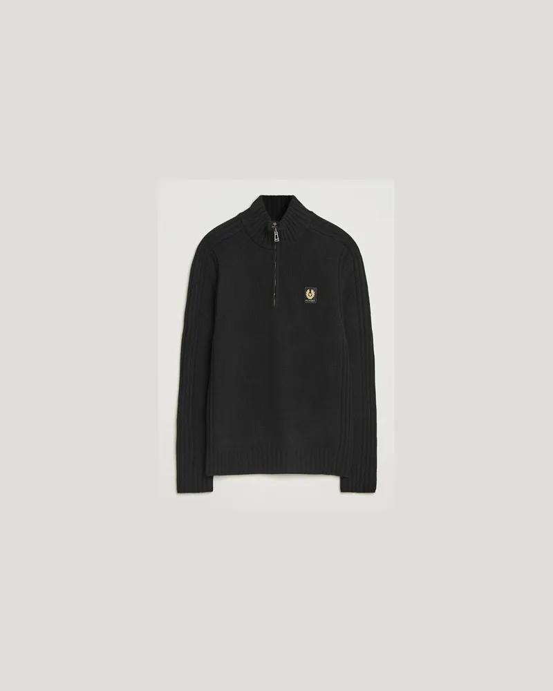 Belstaff Watch Wool Knitted Quarter Zip  Black Schwarz