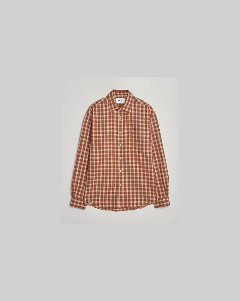 NN 07 Deon Flannel Checked Shirt Light Brown Braun