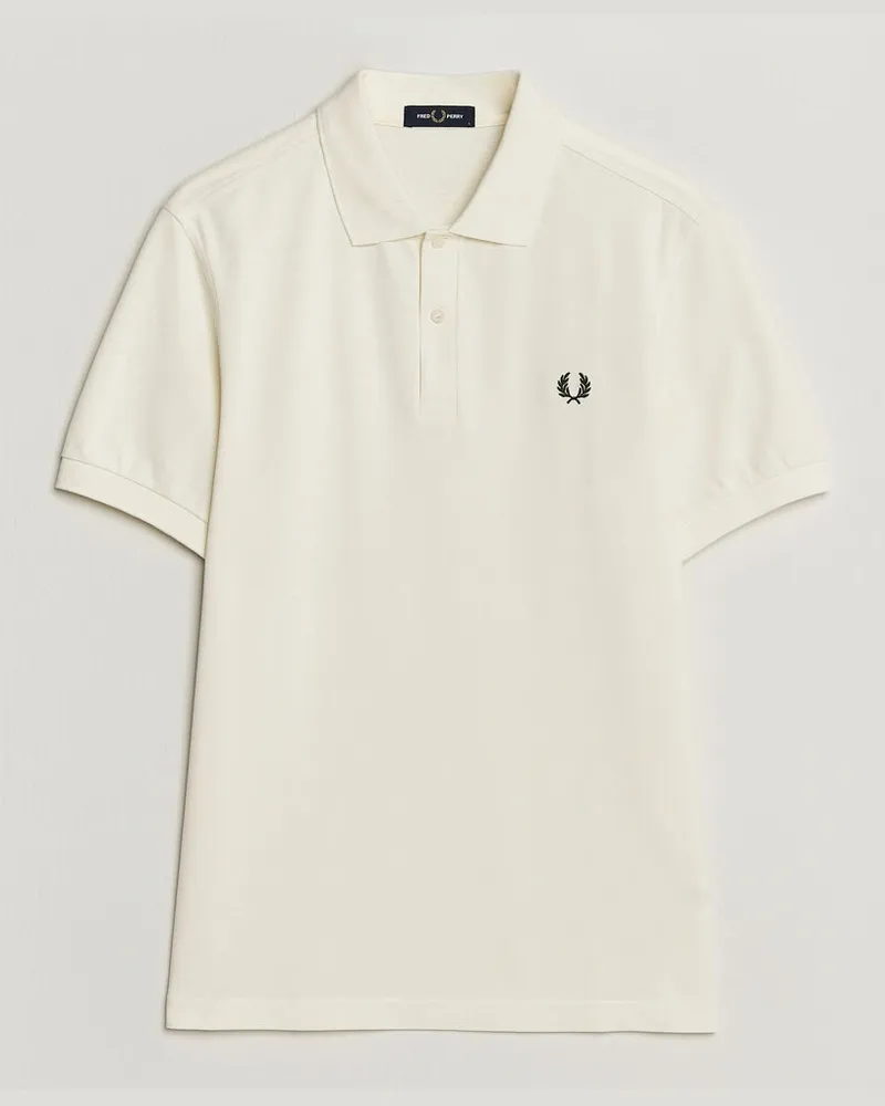 Fred Perry Plain Polo Shirt Night Ecru Weiß