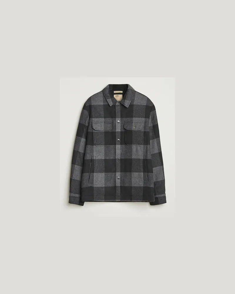 Woolrich Alaskan Melton Wool Shirt Jacket Charcoal Buffalo Grau