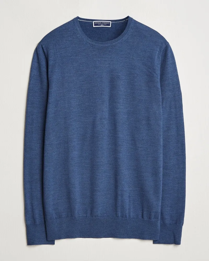 Charles Tyrwhitt Pure Merino Crew Neck Jumper Indigo Blue Blau