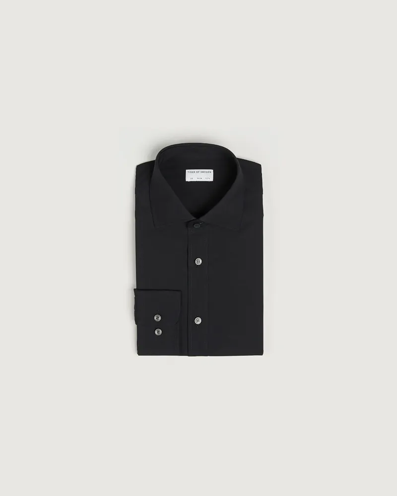 Tiger of Sweden Adley Slim Fit Cut Away Shirt Black Schwarz