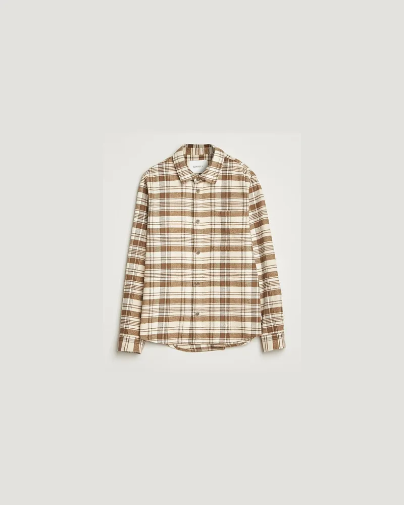 LES DEUX Lennon Check Overshirt Irish Cream Beige