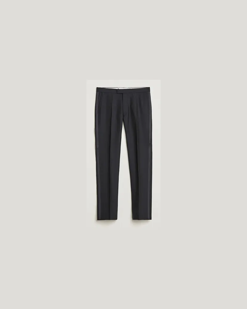 Oscar Jacobson Denz Straight Wool Tuxedo Trousers Black Schwarz