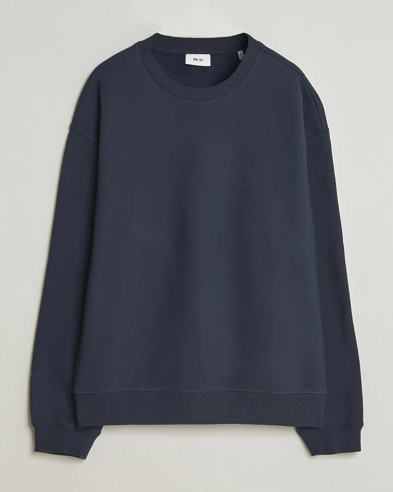 NN 07 David Crew Neck Sweatshirt Navy Blue Blau