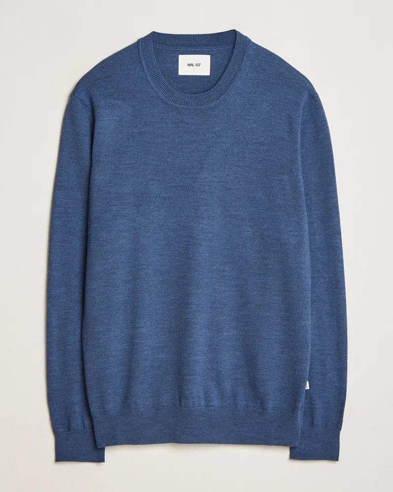 NN 07 Ted Merino Crew Neck Pullover Bearing Sea Blau