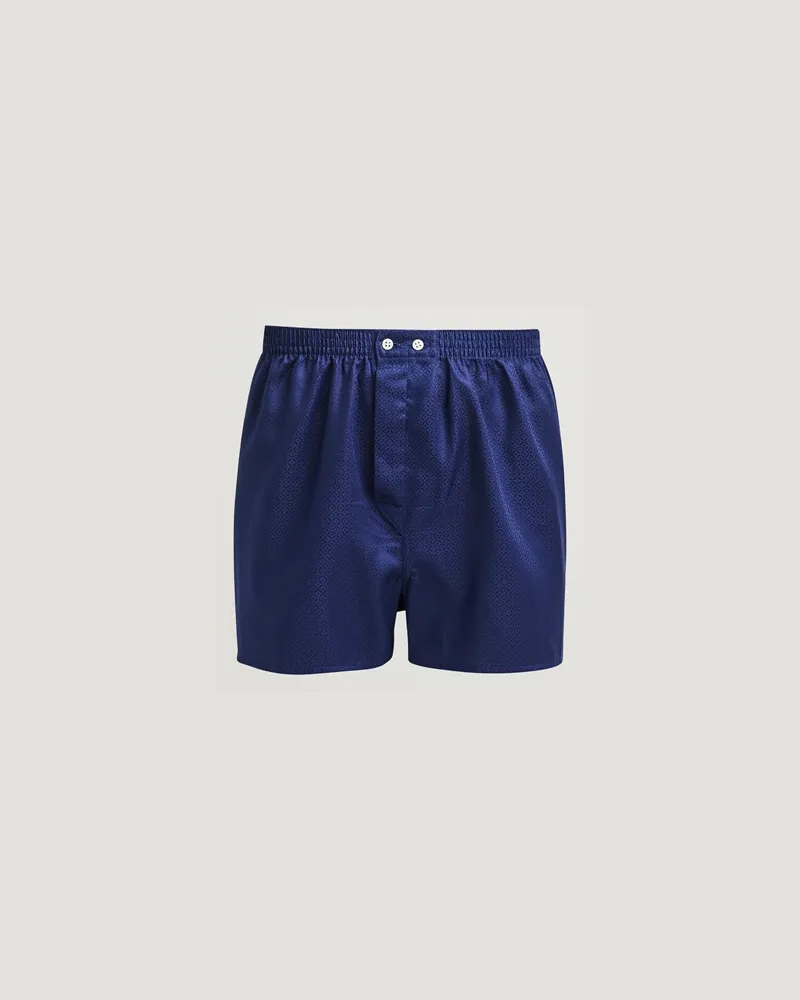 Derek Rose Classic Fit Woven Cotton Boxer Shorts Navy Blau