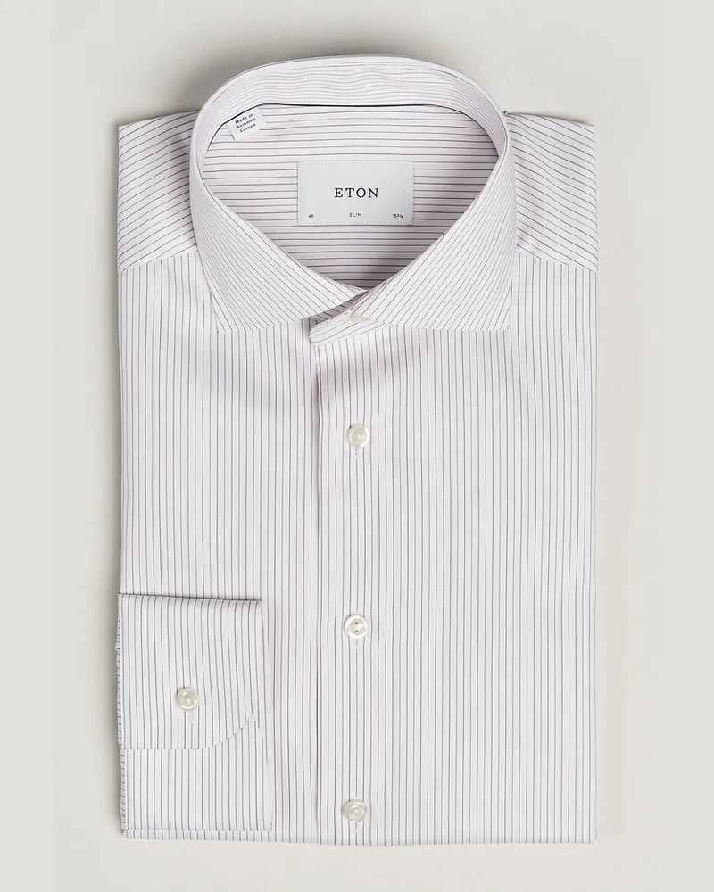 Eton Slim Fit Fine Twill Striped Shirt Orange Orange