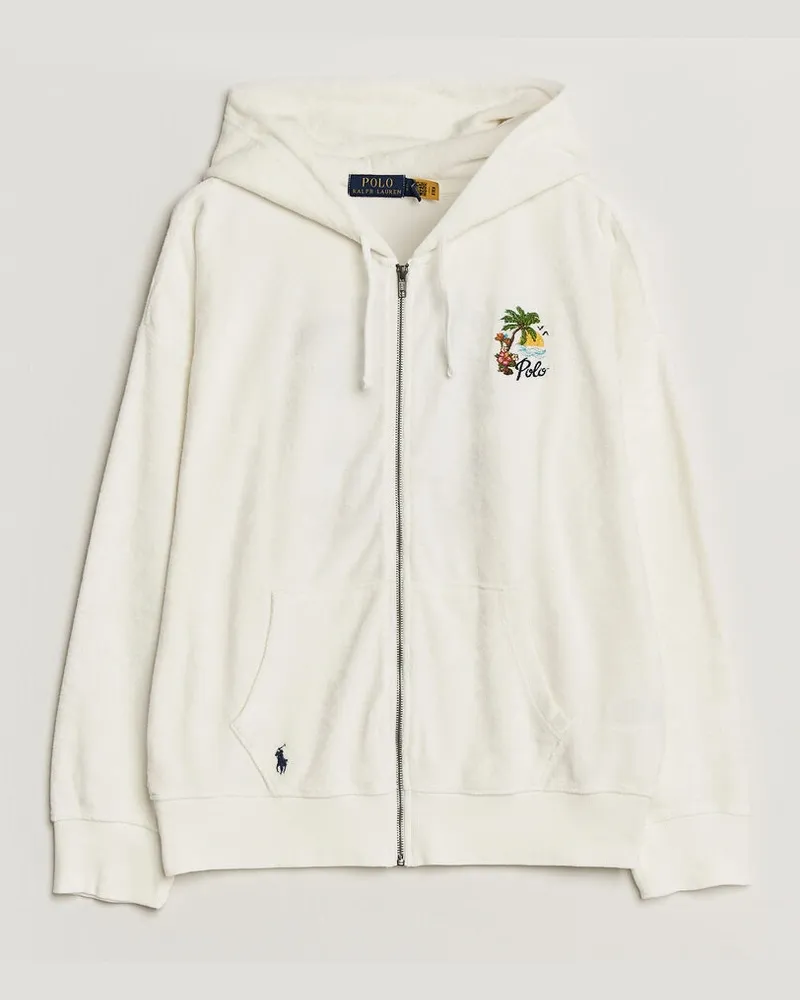 Ralph Lauren Cotton Terry Printed Full-Zip Hoodie Nevis Weiß