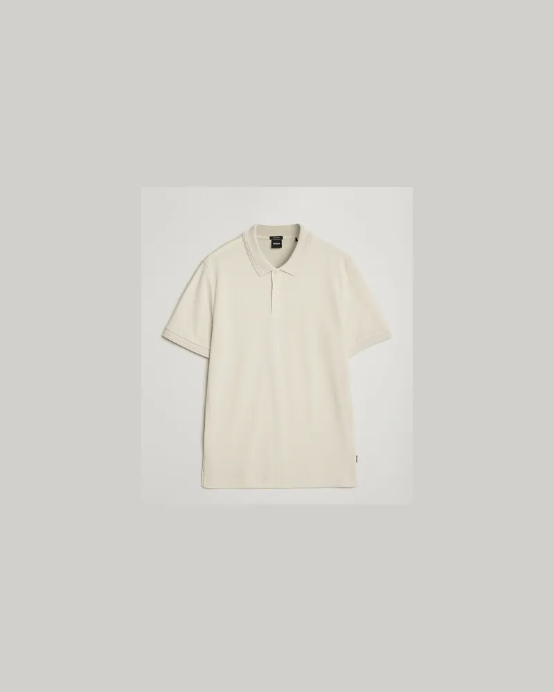 HUGO BOSS Parlay Structured Polo Open White Beige