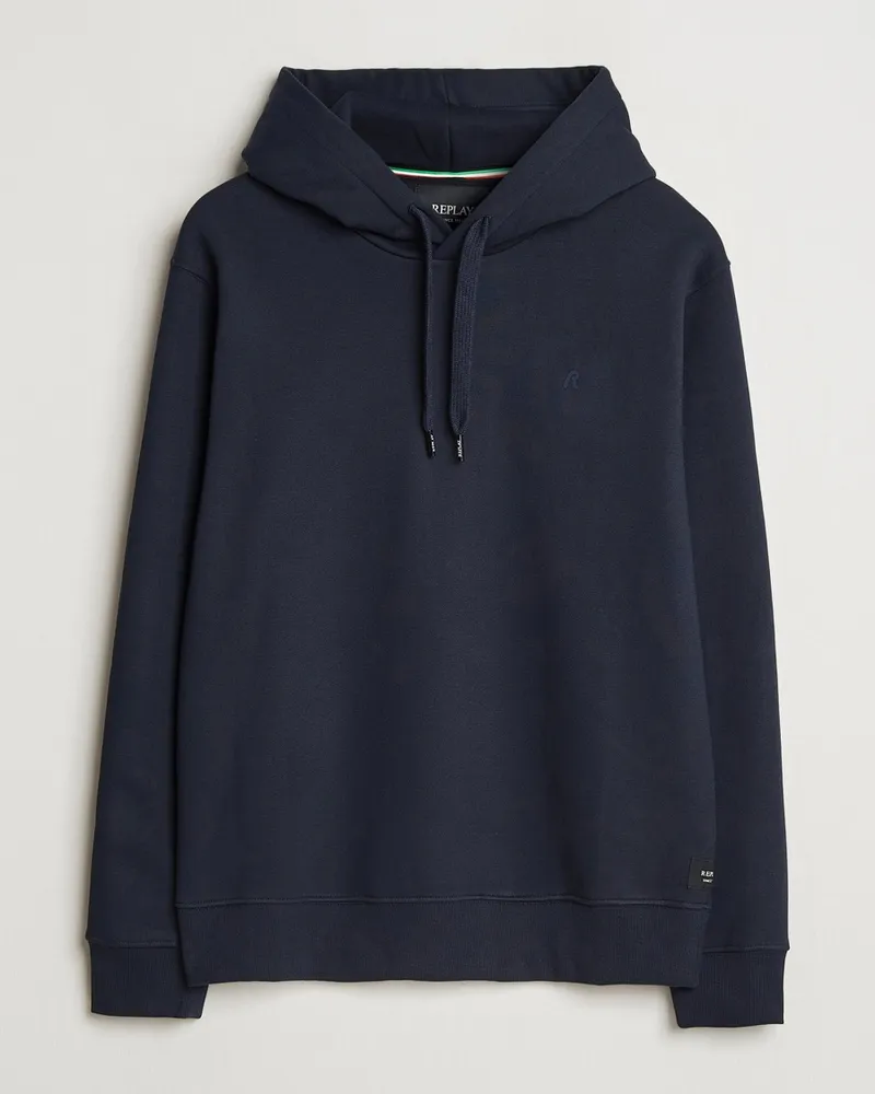 Replay Tonal Logo Hoodie Navy Blau