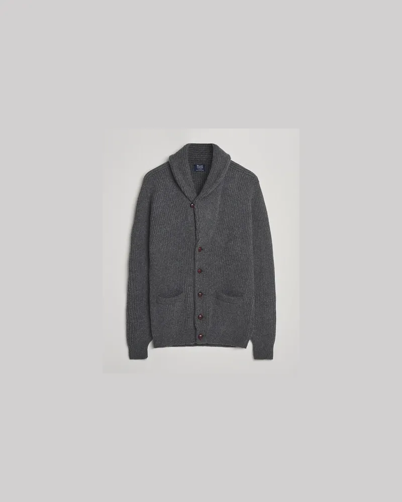 William Lockie Windsor Geelong Lambswool Shawl Cardigan Grey Grau