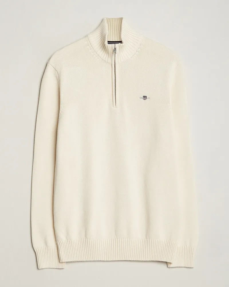 Gant Casual Cotton Half Zip Cream Weiß