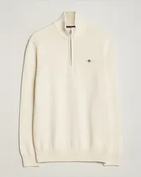 Gant Baumwoll Half Zip Cream Weiß