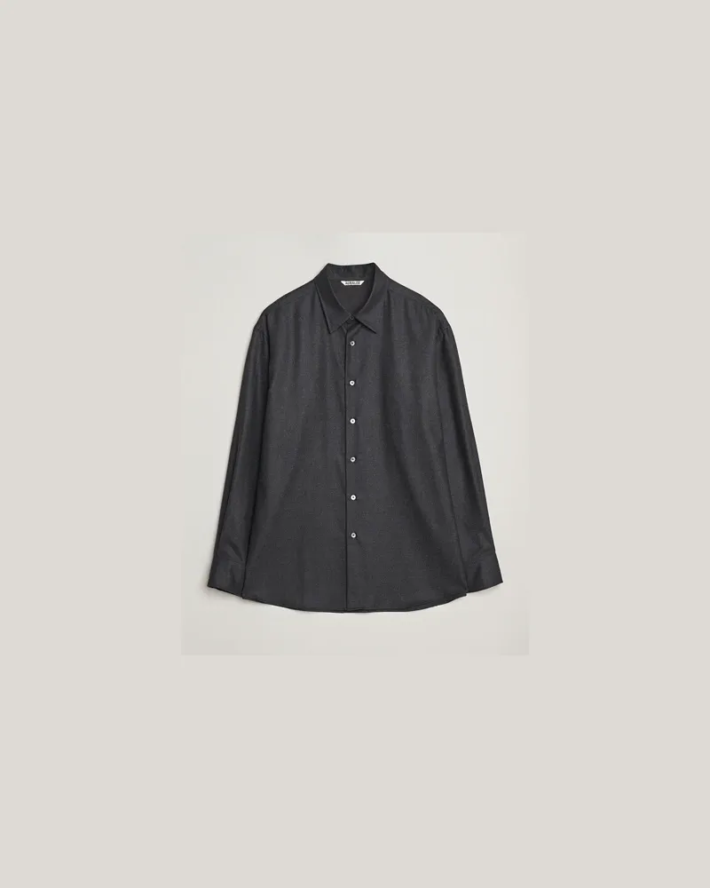 AURALEE Superligt Flannel Shirt Charcoal Grau